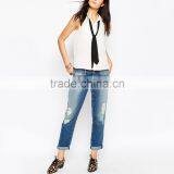 High Quality Soft Sexy Fashion Ripped Jeans Women Wholesale thumbnail-1
