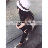 2017 New Fashion Cotton Summer Spring Kids Girls Hole Solid Gray Black Leggings thumbnail-2