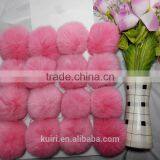 8cm Rex Rabbit Fur Ball/pom Poms Keychain DIY thumbnail-5