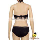 Bohemia Style Black Plain Knitting Halter Decorative Tassel Kids Holiday Swimwear Yong Girl Indian Remake Photo Bikini Bra thumbnail-5
