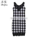 ShiJ 2017 New Design Brand Casual Black White Lattice Lace Vest Women Dresses thumbnail-1