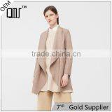 Grey and Medium Brown Unstructured Design Welt Pockets Wide Lapels Wool Coat thumbnail-1