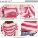 Customizable Boat Neck Design Stripe T-shirt Women thumbnail-6