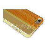 Elegant Stripe Wood and Aluminum Apple IPhone Wooden Back Cases for IPhone 5 / 5S
