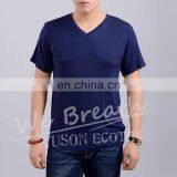 Men Bamboo V-neck Summer Basic Breathable T-shirt