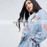 Wholesale New Fashion Autumn Printing Back Side Vent Bulk Ladies Long Wind Coat thumbnail-4