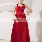 Sexy Halter Sleeveless Evening Gowns Backless Floor Length Zipper Ruched Mother Of The Bride Dress thumbnail-1