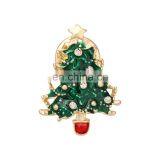 Best Selling Wholesale Gold Plating White Rhinestones Christmas Tree Brooches And Pins