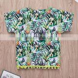 2019 Summer Girls Palm Leaf Pineapple Cardigan Tops t Shirt & Shorts 2pc Short Sleeve Kids Cardigan Set thumbnail-3