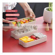 900Ml Healthy Material Lunch Box 3 Layer Wheat Straw Bento Lunch Box Set Wheat Straw Bento Boxes thumbnail-5