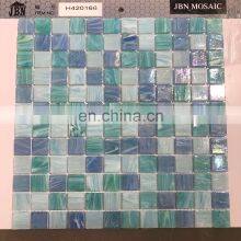 Pegado de Mosaico en Malla Glass Swimming Pool Blue Pool Tiles Mosaic Wall Art