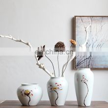 China White Porcelain Lotus Bloom 3pcs A Set Ceramic Flower Vase For Home Decor