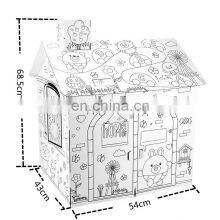 OEM Creative Kids Painting Graffiti Toy Large Paper Children DIY Drawing Doodle Doll Kids House 3D Painted Cardboard House thumbnail-2