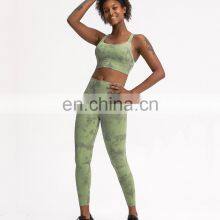 Customized Two Piece Tie Dye Leggings Match Sports Bra Yoga Sets Hight Quality Women Workout Gym Wear thumbnail-3