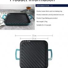 OEM Wholesale Cheap Price Health Cooking at Home Metal Cast Iron Classic Grill Pan for Family Steak Cast Iron Griddle Pan thumbnail-2