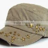army cap / military cap / washed cap with metal tuds