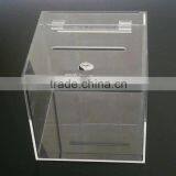 Customized Acrylic Donation Box Clear Lucite Suggestion Box Report Box With Lock thumbnail-3