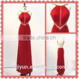 Luxury Elegant Backless Red Long Chaozhou Evening Dress