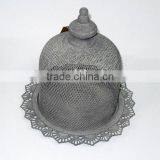 100061F-2- Antique Grey Metal Wire Covered Holder