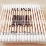 3 inches double-tipped wooden stick ear cotton buds with poly bag