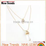 Hot sell gold coin long chain necklace with bullet crystal pendant