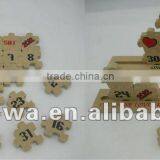 wooden children's calendar and jigsaw puzzle promotion for kids