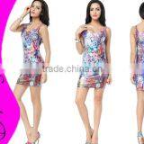 Autumn New Style Fashion Elegant Sexy Bodycon Sleeveless Colorful Printed Galaxy Dresses thumbnail-1