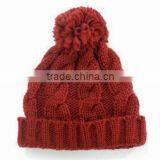 Custom Children Blank Knitted Cable Beanie With Top Ball