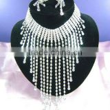 Drag Queen Crystal Necklace Earrings Set CS1144