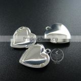 20MM silver plated brass lovers' heart locket pendant charm,vintage heart love photo locket 1132010