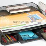 Metal Mesh Wire Office Stationery Desk Storage Organizer/ Multi-function A4 Paper Holder With Drawer thumbnail-2