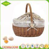 Wholesale Empty Round Wicker Picnic Hamper Basket With Cover thumbnail-1