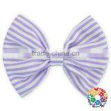 Fashion Hot Sale Blue White Stripe Seersucker Hair Bows 5" Boutique Hair Bows thumbnail-2