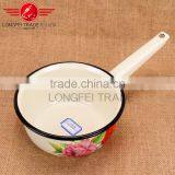 Enamelware Casserole /enamel Casserole Pot Milk Pot With Flower Decal thumbnail-3