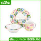 LFGB Child Safe Melamine Plate& Bowl& 2 Handles Cup, 3pcs Kids Hot Sell Dinner Sets thumbnail-1