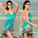 Solid Color Front Wrap Bikini Cover Ups Hot Sale Sexy Ladies Backless Beach Dress thumbnail-1