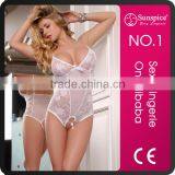 Open-crotch With Rhinestone Sexy Transparent Nude Babydoll thumbnail-1