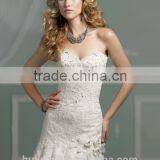 Sexy Puffy White Lace Mermaid Ukraine Wedding Dress thumbnail-3