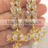 Gold Plated Crystal White Reverse AD Designer Necklace Earring Set1 thumbnail-3