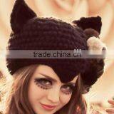 Hat Cat Ear Crochet Braided Knit Capsbeer,New Devil Cat Ear Horn Cap