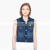 Denim Sleeveless Jacket for Women With Pocket for Summer thumbnail-1