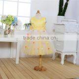 MGOO High Quality OEM Brand Girl Latest Design Baby Frock Yellow Dot Satin Community Dress 0-381 thumbnail-4