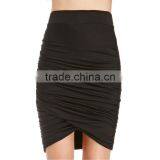 MGOO Latest Design Plain Pleated Knee Length Skirt For Ladies Magic Ruched Wrap Skirt China 15144A014 thumbnail-3