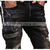 2016 New Zipper Jeans Balck Men Jeans Biker Skinny Jeans Slim Biker Jeans Pants in Stock Accept Small Order thumbnail-5