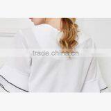 F20042B European Style Lady Solid Color Casual t Shirt Women Loose Chiffon Tops thumbnail-2