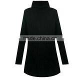 Fashion Plain Black Slim Fit High Neck Knitted Ladies Long Sleeve One-piece Dress thumbnail-2