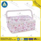 Rural Style Fabric Covered Sewing Basket Made by Hand