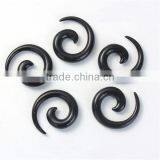 5mm Acrylic Ear Stretcher Expander Spiral Black Ear Gauges thumbnail-1