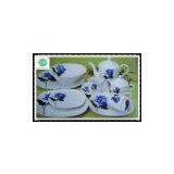 Blue Rose Decal Porcelain Tableware Set thumbnail-2