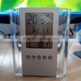 Promotional Office Clander Pen Holder Desktop Clock for Logo Print thumbnail-2